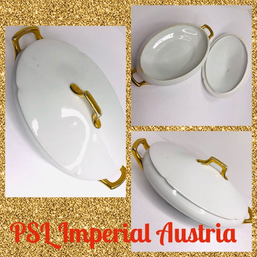 Vintage Imperial PSL Alma Austria Porcelain Soup Tureen Gold Trim